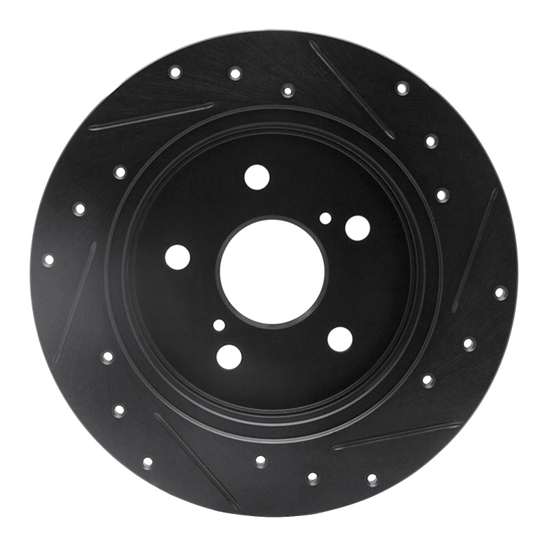 Lexus NX200T Brake Rotor (1) - Rear Left - R1 Concepts - Drilled & Slotted - Black - `15-`25